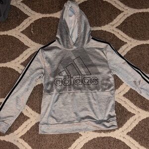 Adidas Kids Light Gray Hoodie with Black Accents